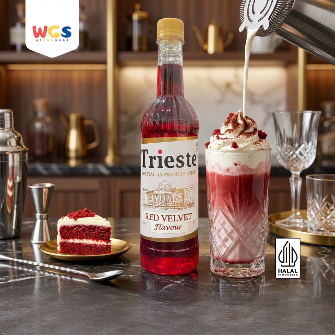 Trieste Red Velvet Syrup 650ml - Sirup Red Velvet Halal Premium untuk Latte, Milk & Dessert