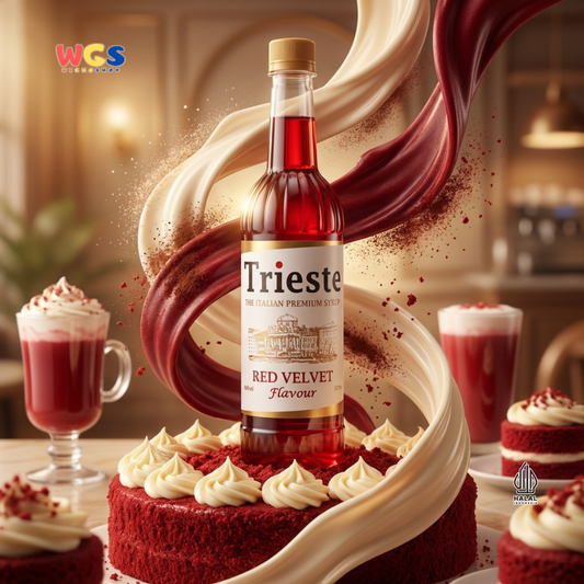 Trieste Red Velvet Flavor Syrup Premium 650ml - Halal MUI - Trendy Drink Syrup - Bubble Tea