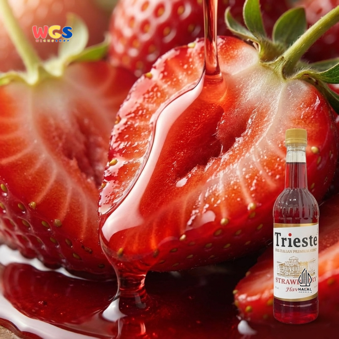 Trieste Strawberry Syrup 650ml - Sirup Stroberi Halal Premium untuk Soda, Tea & Minuman