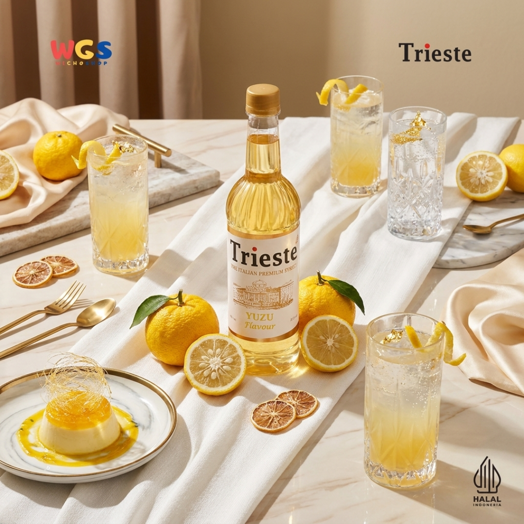 Trieste Yuzu Syrup Flavour 650ml - Sirup Yuzu Premium untuk Minuman, Soda, Mocktail dan Dessert