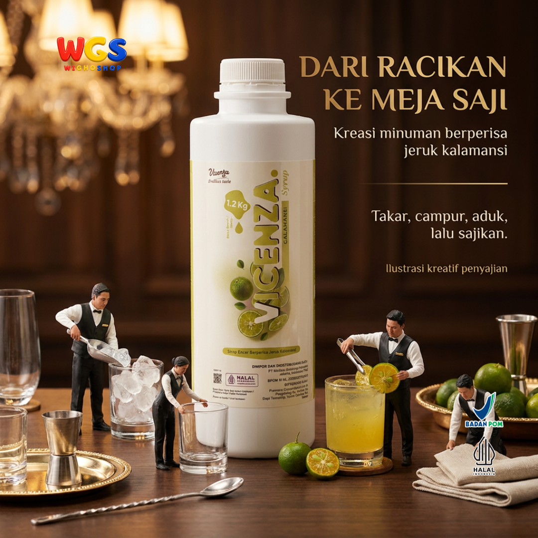 Vicenza Calamansi Syrup 1.2kg - Sirup Jeruk Kalamansi untuk Teh, Soda & Mocktail
