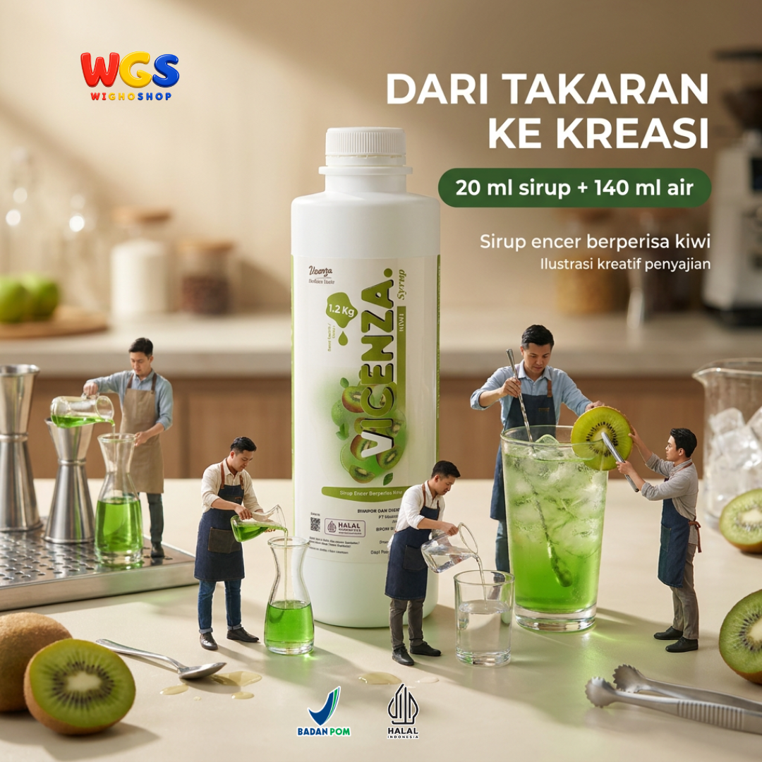 Vicenza Kiwi Syrup 1.2kg - Sirup Kiwi untuk Kiwi Tea, Mocktail, Soda & Smoothie