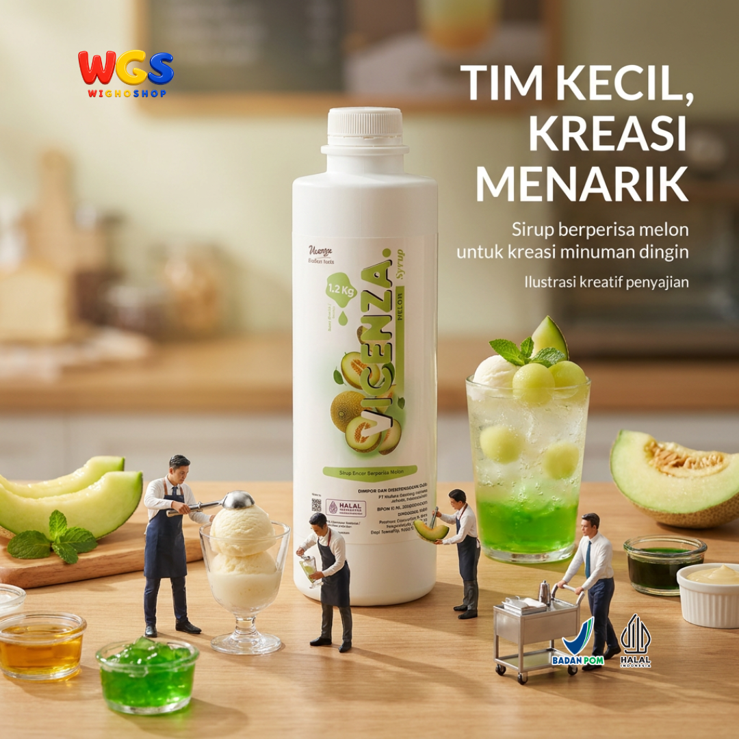 Vicenza Melon Syrup 1.2kg - Sirup Melon untuk Es Buah, Mocktail, Soda & Melon Tea