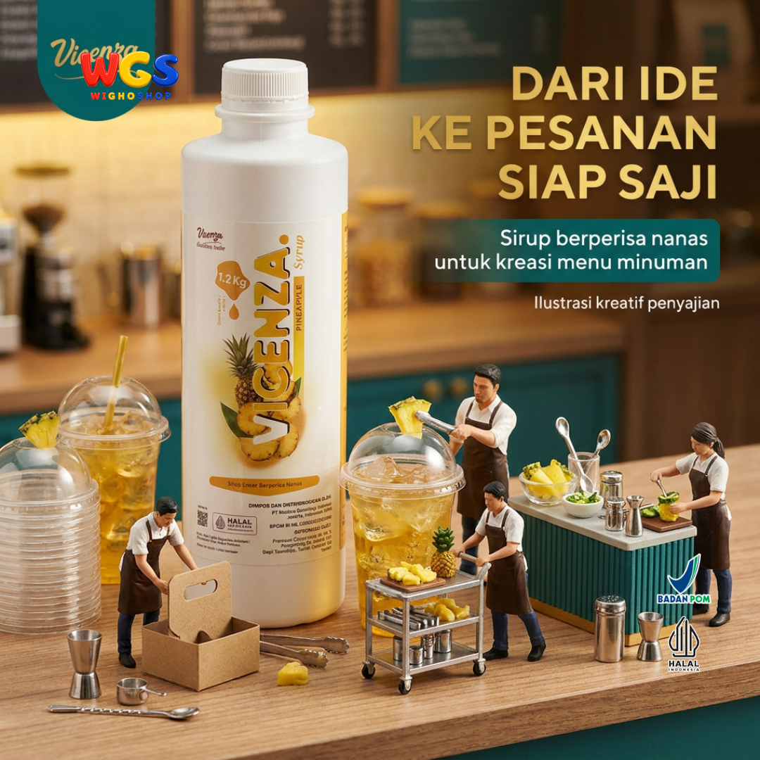 Vicenza Pineapple Syrup 1.2kg - Sirup Nanas untuk Mocktail, Soda & Pineapple Tea