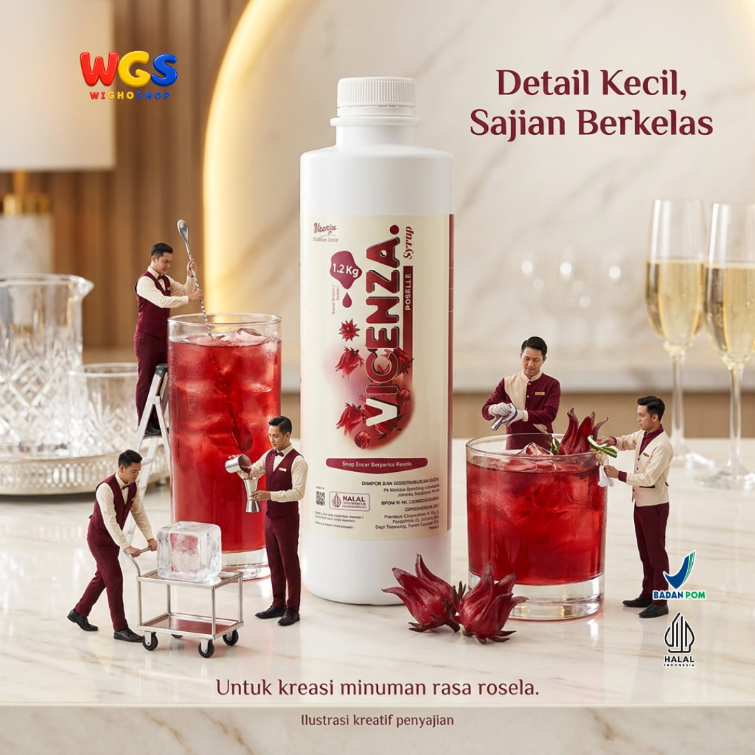 Vicenza Roselle Syrup 1.2kg - Sirup Rosella untuk Teh, Soda & Mocktail