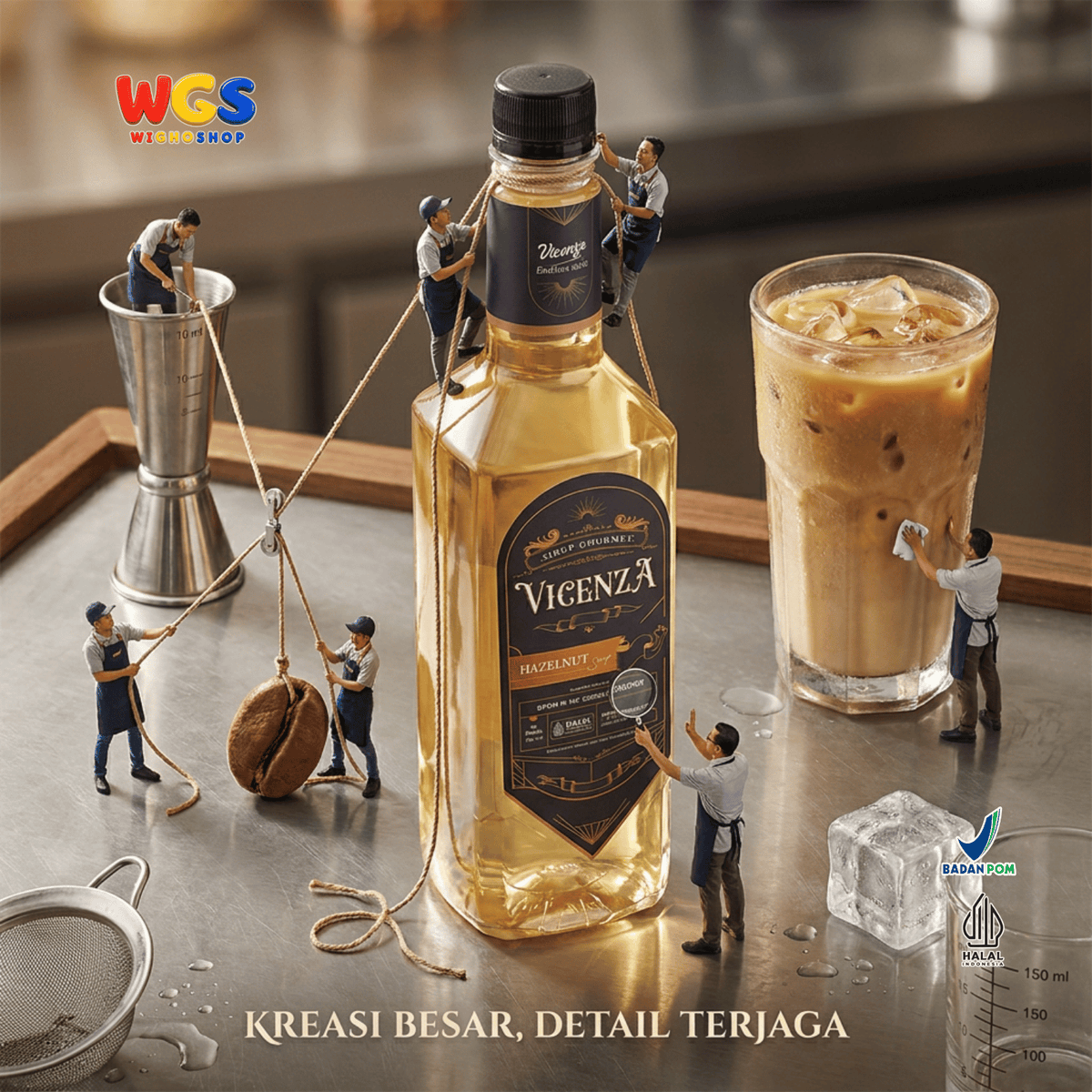Vicenza Sirup Hazelnut 750ml - Hazelnut Syrup untuk Kopi Susu, Latte & Cokelat