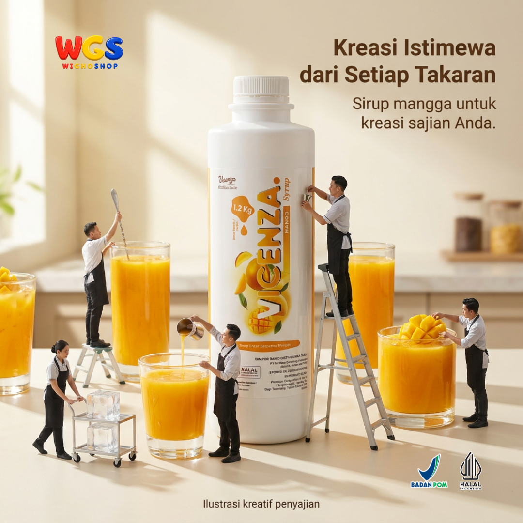 Vicenza Sirup Mangga 1.2kg - Mango Syrup untuk Mango Tea, Mocktail & Smoothie