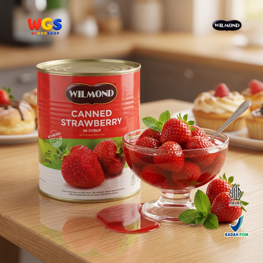 Wilmond Canned Strawberry in Syrup 825g - Stroberi Kaleng Isi Kurang Lebih 40 Buah Topping Dessert Minuman