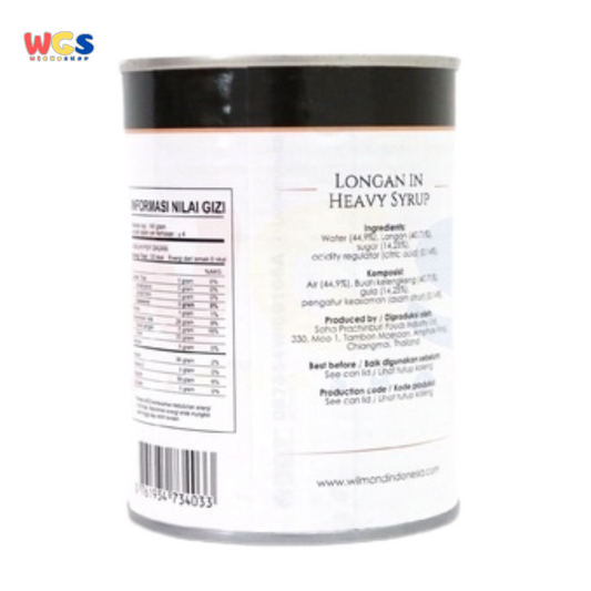 Wilmond Longan in Heavy Syrup 565g – Buah Kelengkeng dalam Sirup Kental, Manis dan Segar