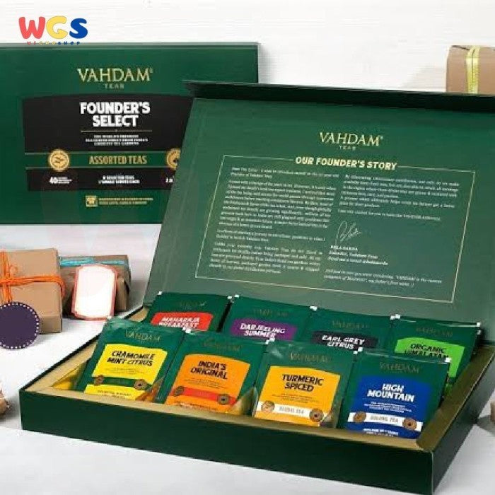 Vahdam Teas Founder's Select Assorted Teas 40 Tea Bags, 2.82 oz 80g