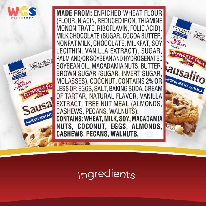 Biskuit Pepperidge Farm - Sausalito Milk Chocolate Macadamia Nut 204 g