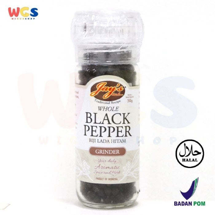 Jays Whole Black Pepper Grinder 50g - Black Peppercorns