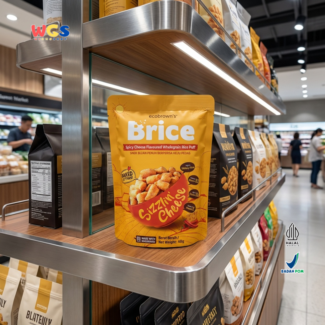 ecoBrown’s Brice Spicy Cheese Flavoured Wholegrain Rice Puff 40g - Snack Beras Utuh Rasa Keju Pedas Baked Not Fried