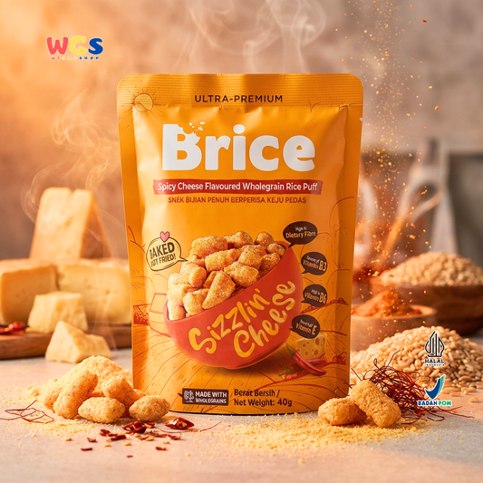 ecoBrown’s Brice Spicy Cheese Flavoured Wholegrain Rice Puff 40g - Snack Beras Utuh Rasa Keju Pedas Baked Not Fried