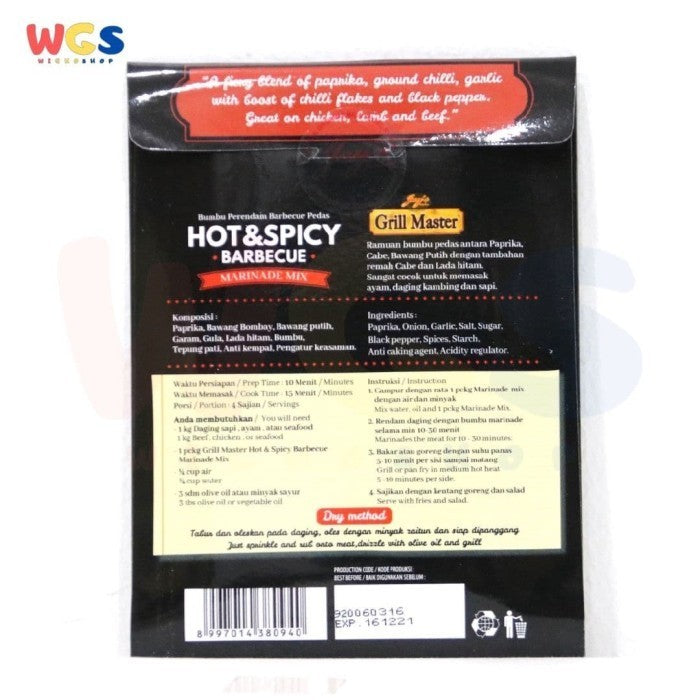 Jays Grill Master Hot & Spicy Barbecue Bumbu Perendam Pedas 30 gr