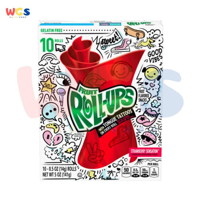 Fruit Roll Ups Permen Fruit Flavored Snacks Candy 10 Rolls 5oz