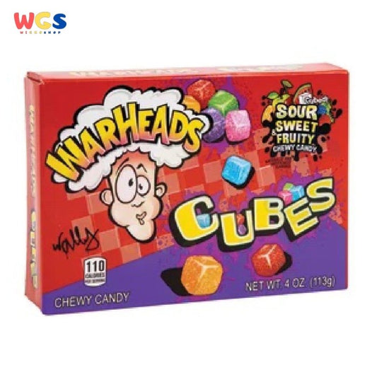 Permen Warheads Sour Sweet & Fruity Chewy Candy Cubes 4oz 113g