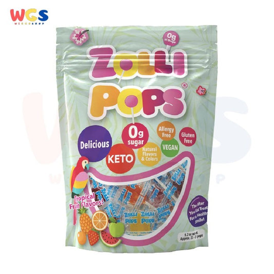 Permen Zolli Pops Candy Tropical Fruit Flavor Sugar Free 5.2oz