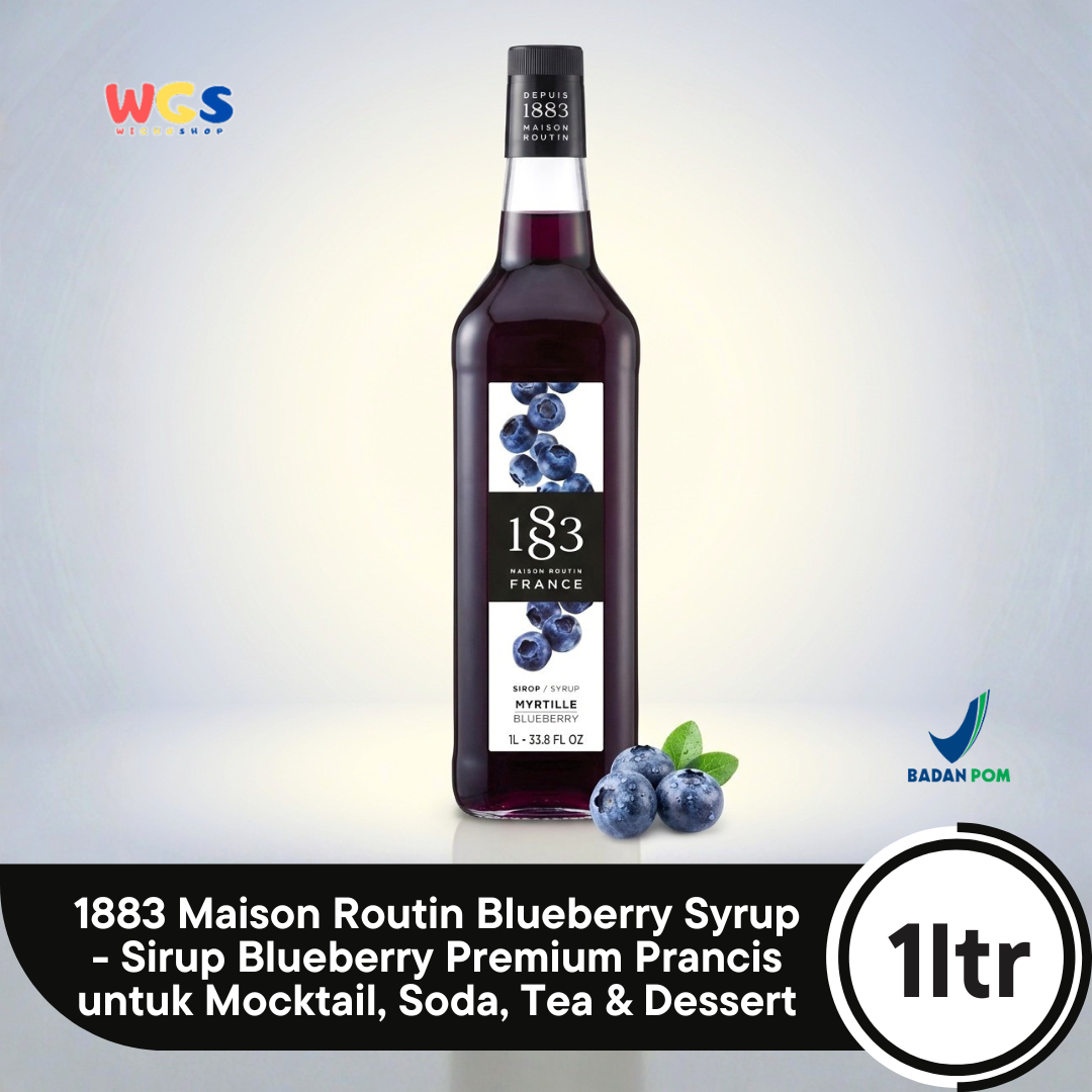 1883 Maison Routin Blueberry Syrup 1L - Sirup Blueberry Premium Prancis untuk Mocktail, Soda, Tea & Dessert