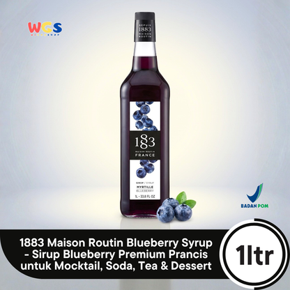 1883 Maison Routin Blueberry Syrup 1L - Sirup Blueberry Premium Prancis untuk Mocktail, Soda, Tea & Dessert