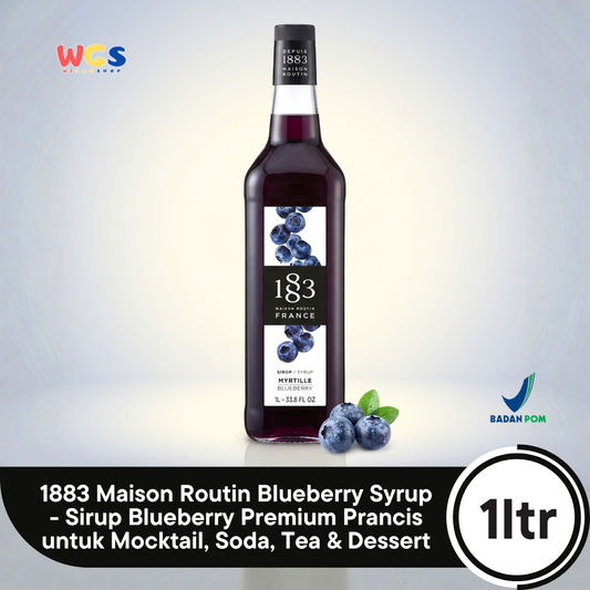 1883 Maison Routin Blueberry Syrup 1L - Sirup Blueberry Premium Prancis untuk Mocktail, Soda, Tea & Dessert