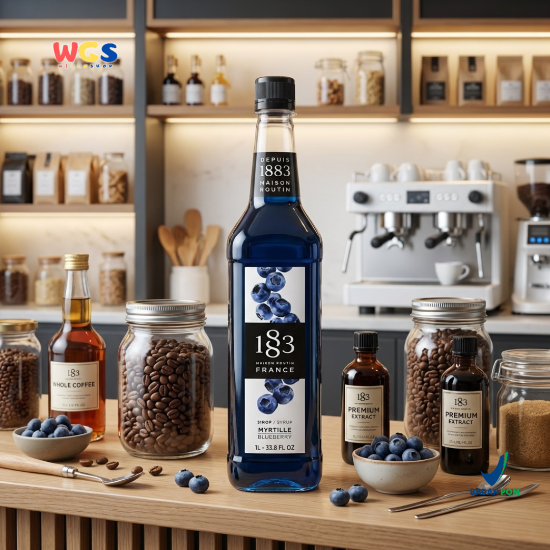 1883 Maison Routin Blueberry Syrup 1L - Sirup Blueberry Premium Prancis untuk Mocktail, Soda, Tea & Dessert