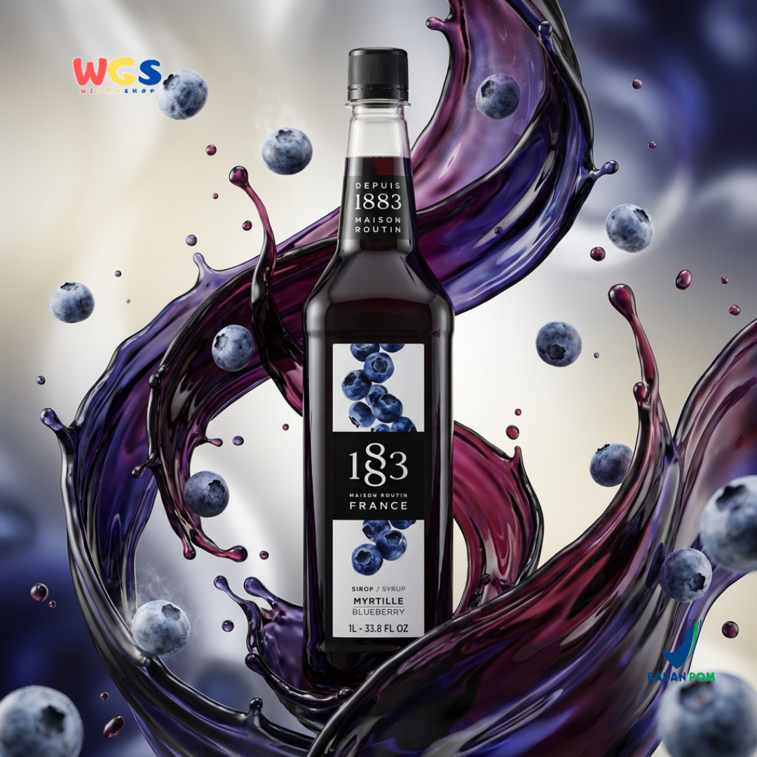 1883 Maison Routin Blueberry Syrup 1L - Sirup Blueberry Premium Prancis untuk Mocktail, Soda, Tea & Dessert