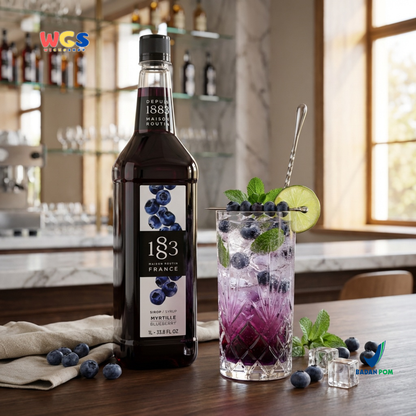 1883 Maison Routin Blueberry Syrup 1L - Sirup Blueberry Premium Prancis untuk Mocktail, Soda, Tea & Dessert