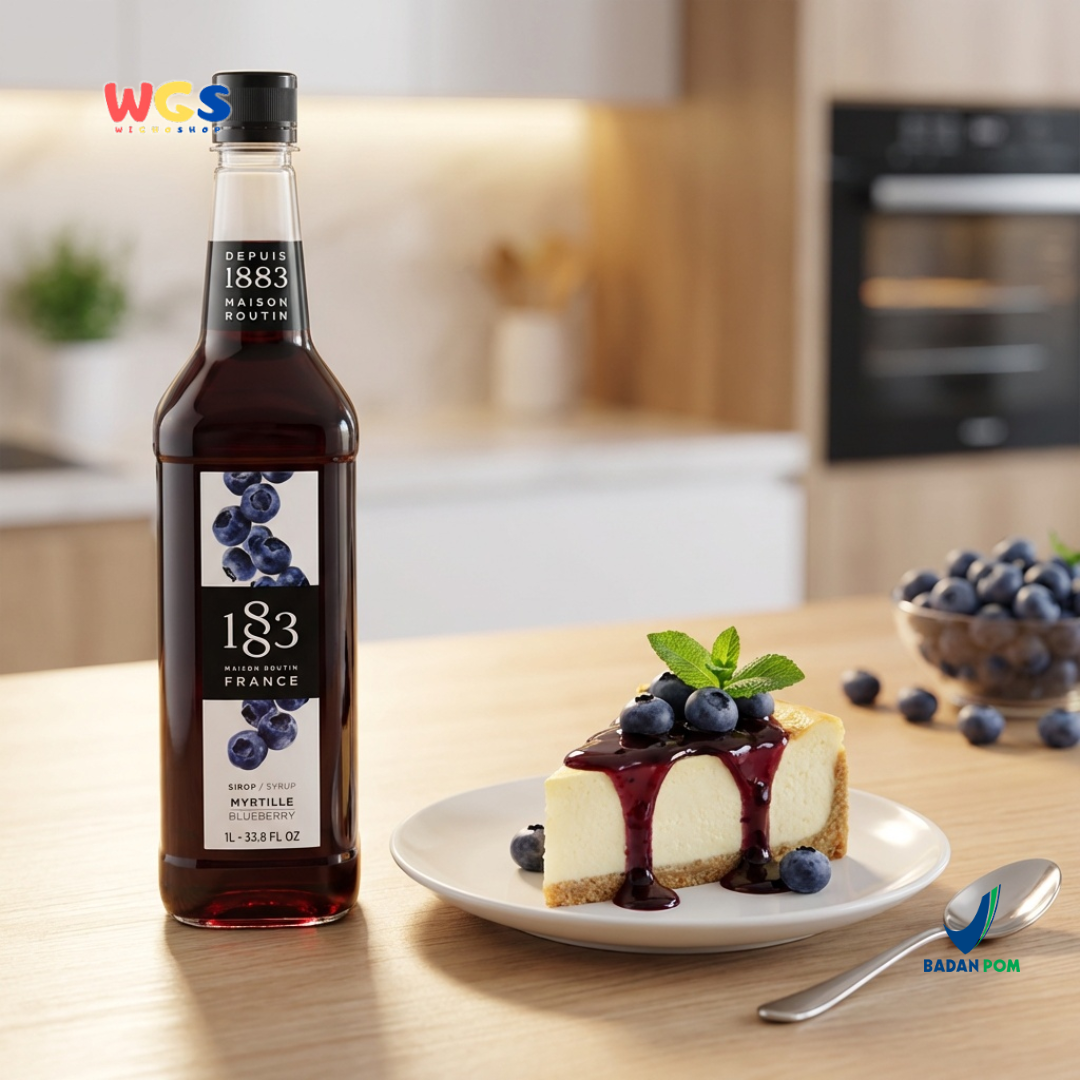 1883 Maison Routin Blueberry Syrup 1L - Sirup Blueberry Premium Prancis untuk Mocktail, Soda, Tea & Dessert