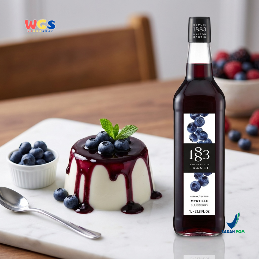 1883 Maison Routin Blueberry Syrup 1L - Sirup Blueberry Premium Prancis untuk Mocktail, Soda, Tea & Dessert