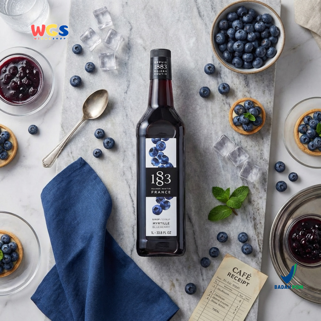 1883 Maison Routin Blueberry Syrup 1L - Sirup Blueberry Premium Prancis untuk Mocktail, Soda, Tea & Dessert