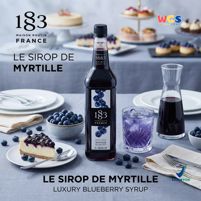 1883 Maison Routin Blueberry Syrup 1L - Sirup Blueberry Premium Prancis untuk Mocktail, Soda, Tea & Dessert