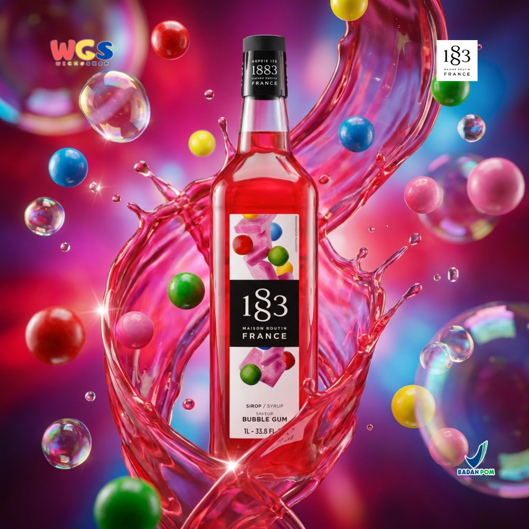 1883 Maison Routin Bubble Gum Syrup 1L – Sirup Permen Karet Premium untuk Soda, Milkshake & Mocktail
