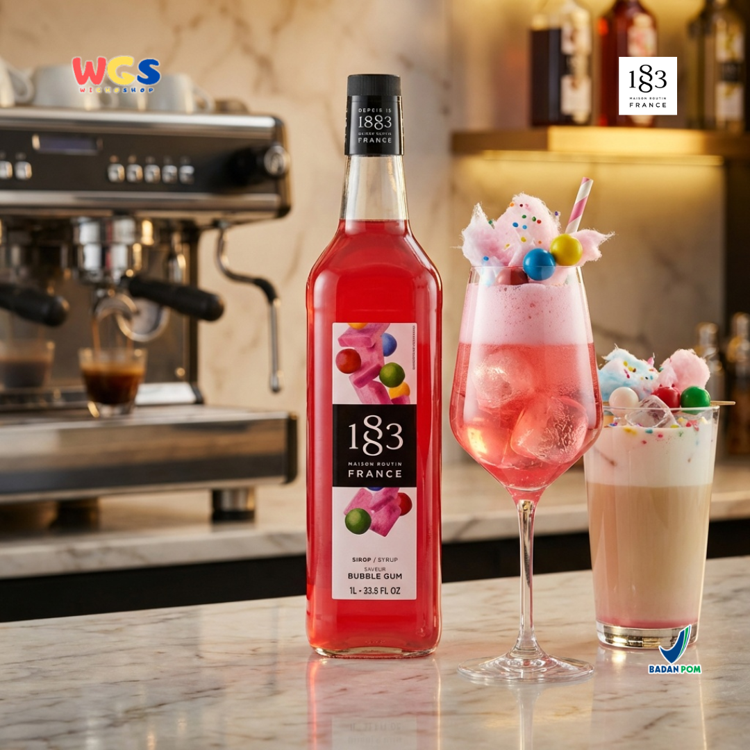 1883 Maison Routin Bubble Gum Syrup 1L – Sirup Permen Karet Premium untuk Soda, Milkshake & Mocktail