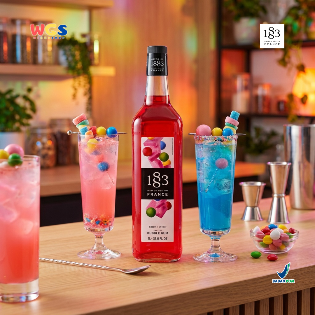 1883 Maison Routin Bubble Gum Syrup 1L – Sirup Permen Karet Premium untuk Soda, Milkshake & Mocktail