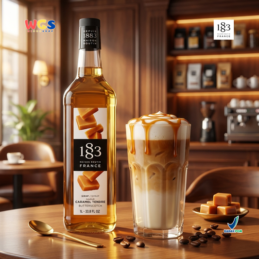 1883 Maison Routin Butterscotch Syrup 1L - Sirup Butterscotch Syrup Cafe Barista Coffee Drink