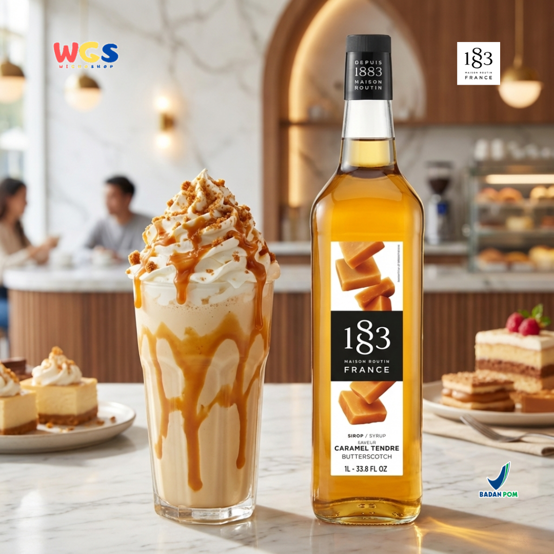 1883 Maison Routin Butterscotch Syrup 1L - Sirup Butterscotch Syrup Cafe Barista Coffee Drink