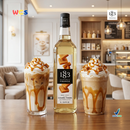 1883 Maison Routin Butterscotch Syrup 1L - Sirup Butterscotch Syrup Cafe Barista Coffee Drink