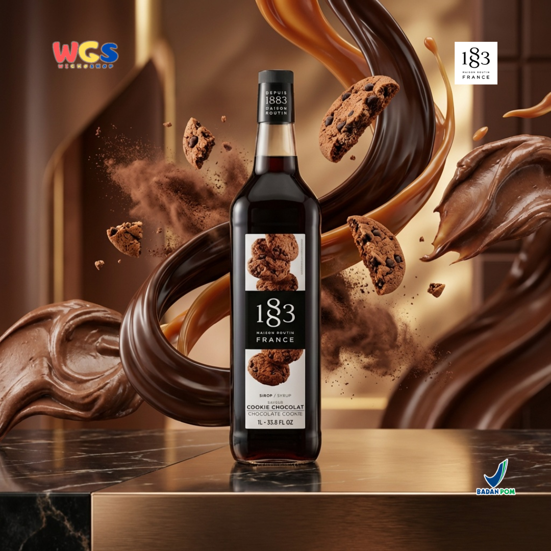 1883 Maison Routin Chocolate Cookie Syrup 1L – Sirup Kue Cokelat Premium untuk Kopi, Latte & Frappe