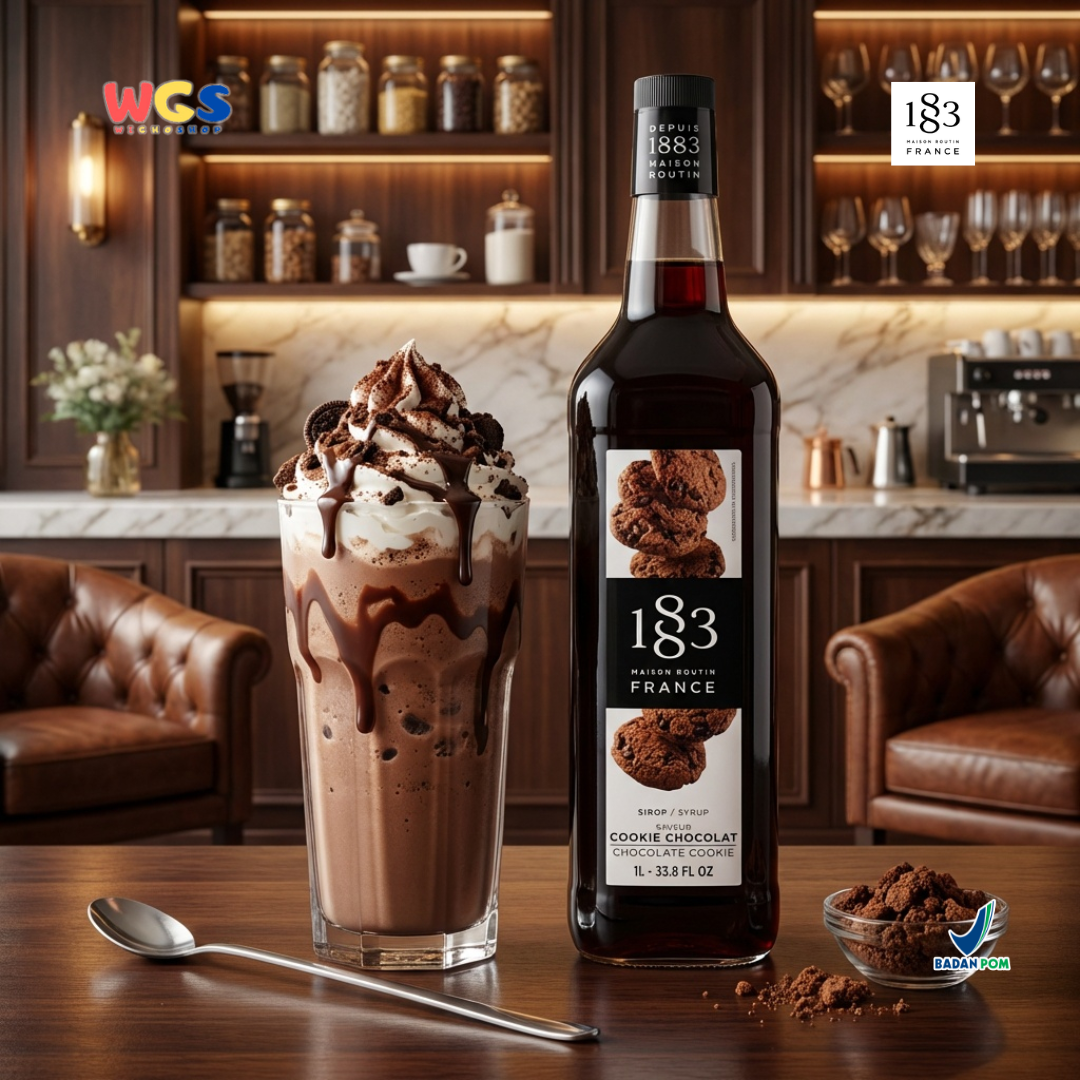 1883 Maison Routin Chocolate Cookie Syrup 1L – Sirup Kue Cokelat Premium untuk Kopi, Latte & Frappe