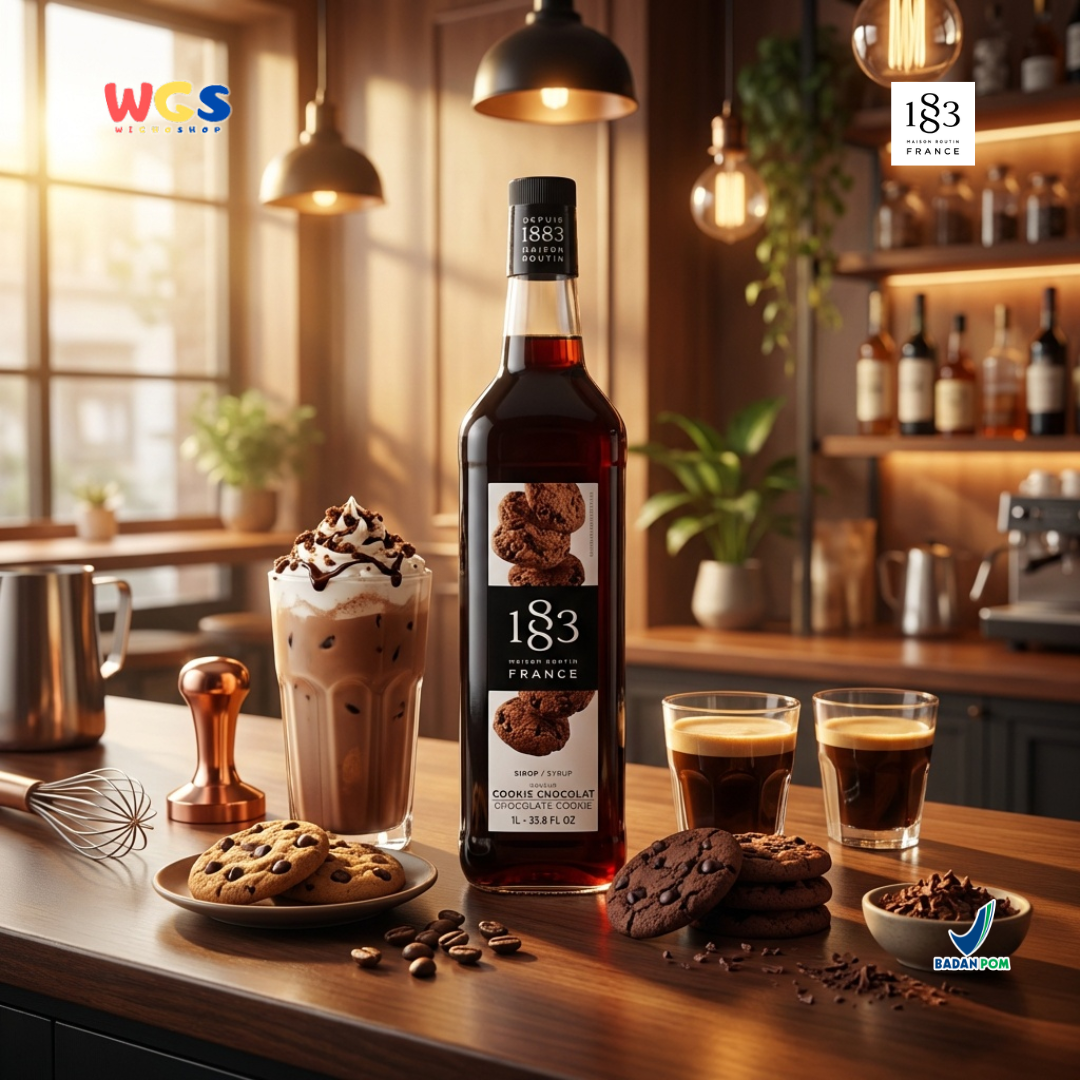 1883 Maison Routin Chocolate Cookie Syrup 1L – Sirup Kue Cokelat Premium untuk Kopi, Latte & Frappe