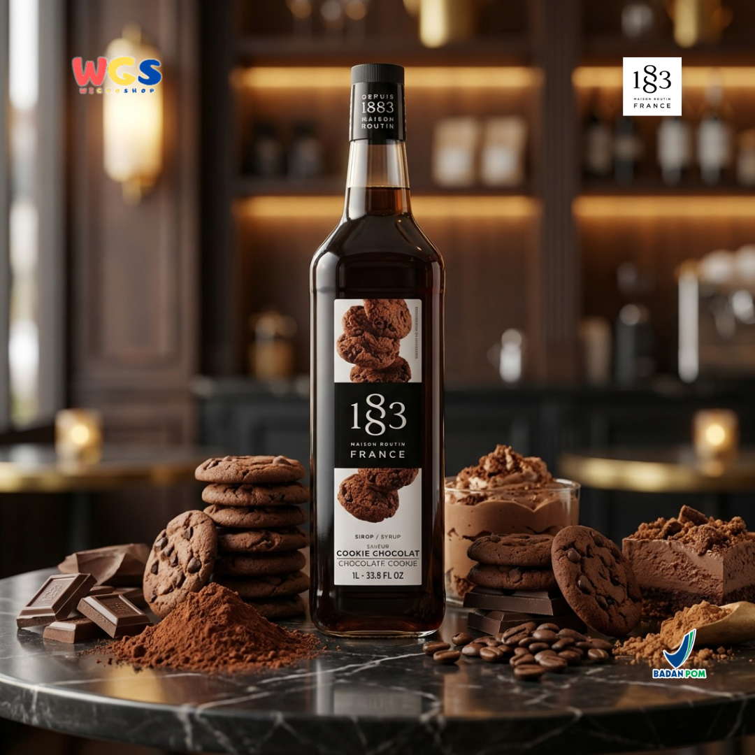 1883 Maison Routin Chocolate Cookie Syrup 1L – Sirup Kue Cokelat Premium untuk Kopi, Latte & Frappe