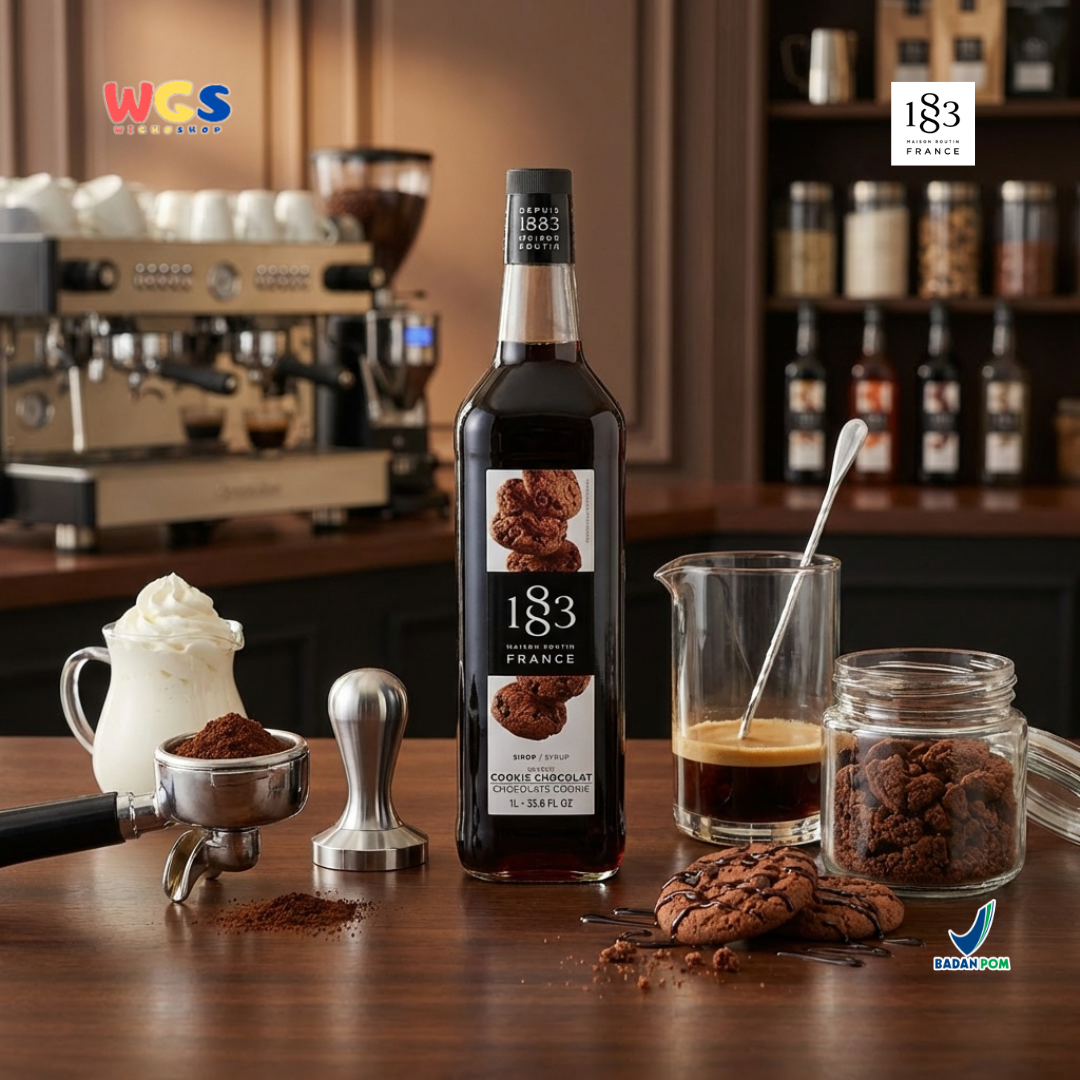 1883 Maison Routin Chocolate Cookie Syrup 1L – Sirup Kue Cokelat Premium untuk Kopi, Latte & Frappe
