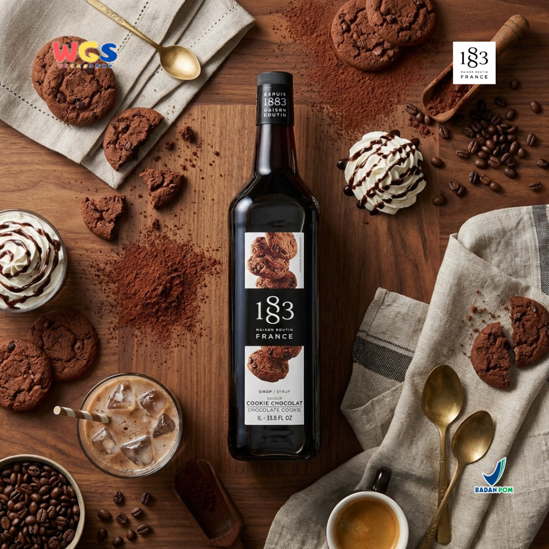 1883 Maison Routin Chocolate Cookie Syrup 1L – Sirup Kue Cokelat Premium untuk Kopi, Latte & Frappe