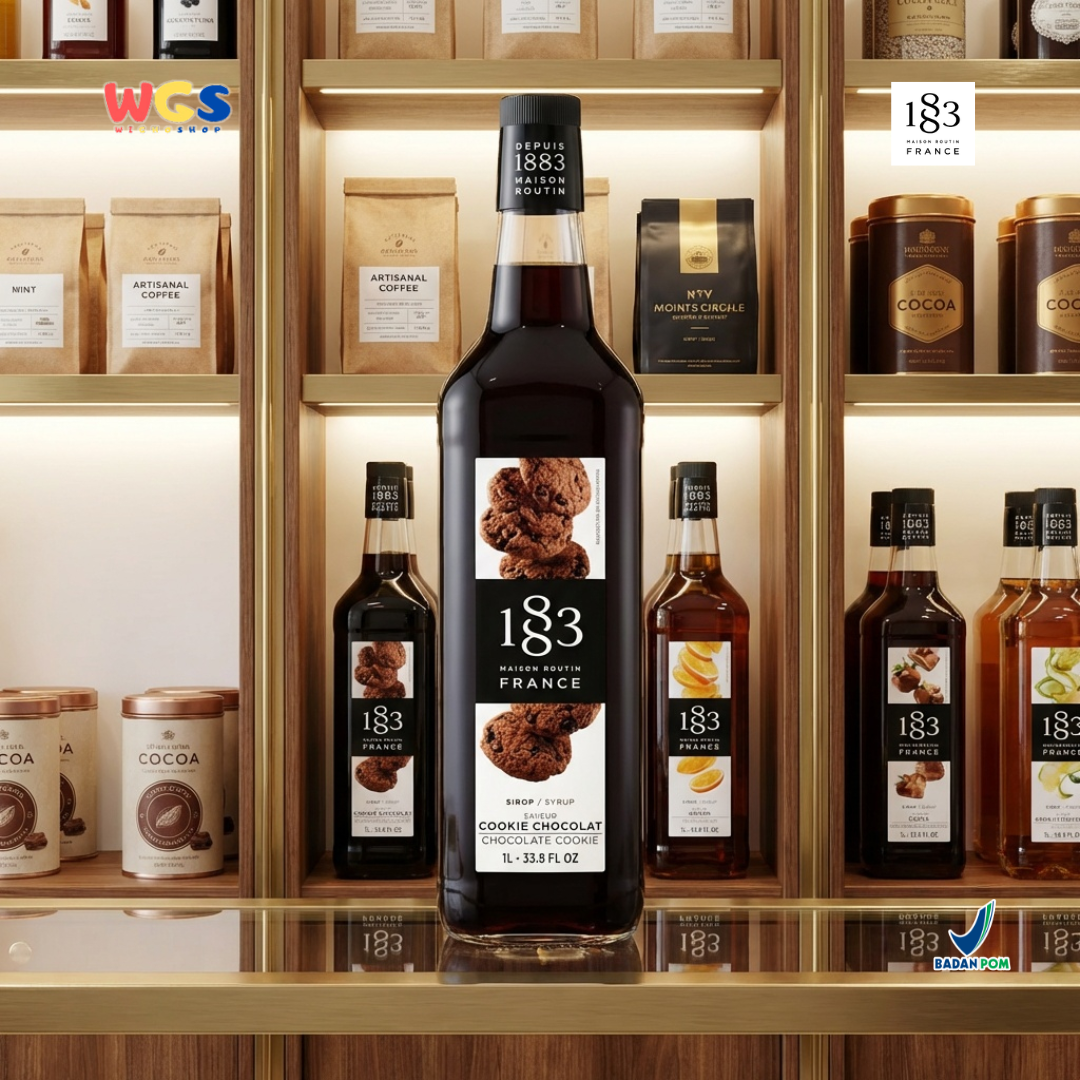 1883 Maison Routin Chocolate Cookie Syrup 1L – Sirup Kue Cokelat Premium untuk Kopi, Latte & Frappe