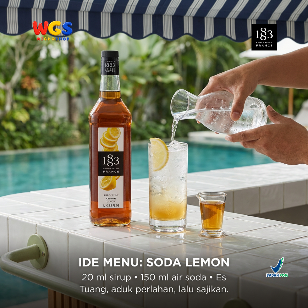 1883 Maison Routin Citron Lemon Syrup 1L - Sirup Lemon untuk Lemon Tea, Soda dan Mocktail