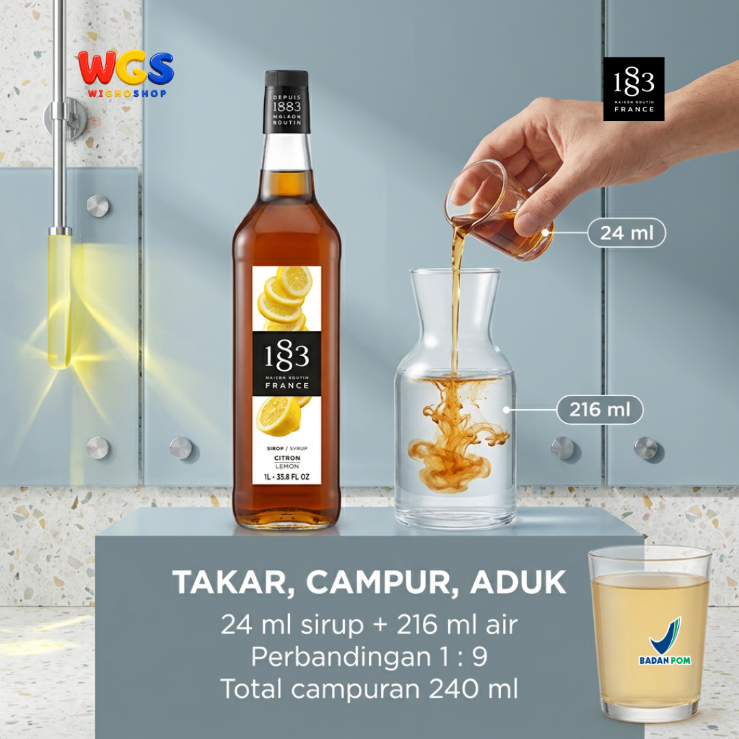 1883 Maison Routin Citron Lemon Syrup 1L - Sirup Lemon untuk Lemon Tea, Soda dan Mocktail