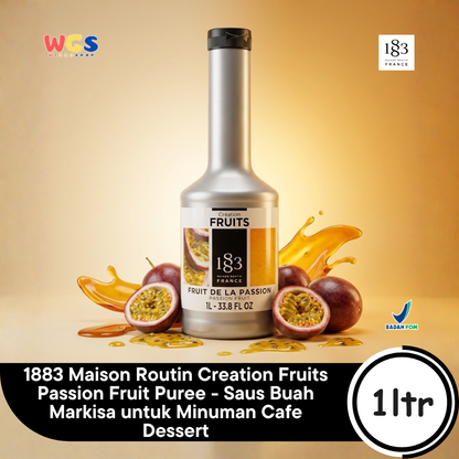 1883 Maison Routin Creation Fruits Passion Fruit Puree 1L - Saus Buah Markisa untuk Minuman Cafe Dessert