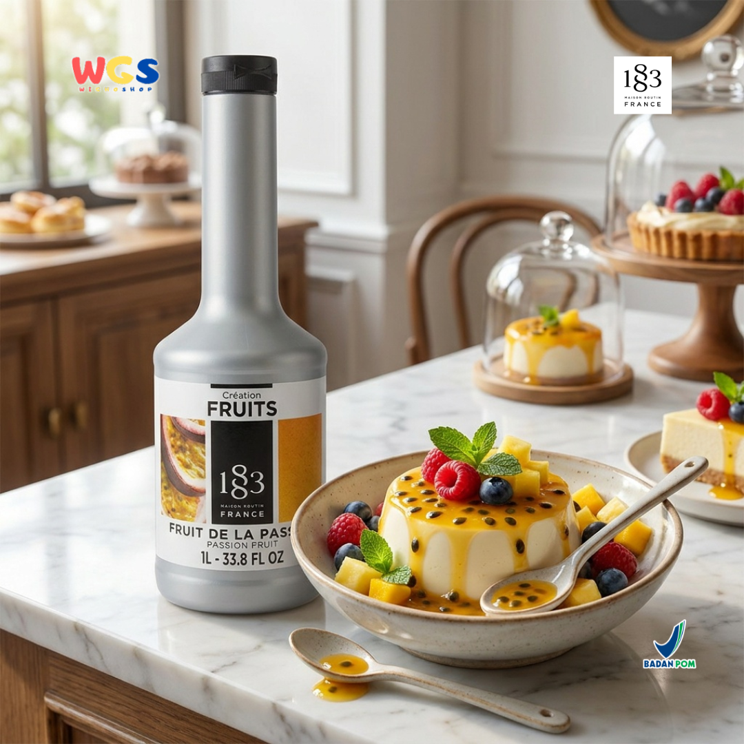 1883 Maison Routin Creation Fruits Passion Fruit Puree 1L - Saus Buah Markisa untuk Minuman Cafe Dessert