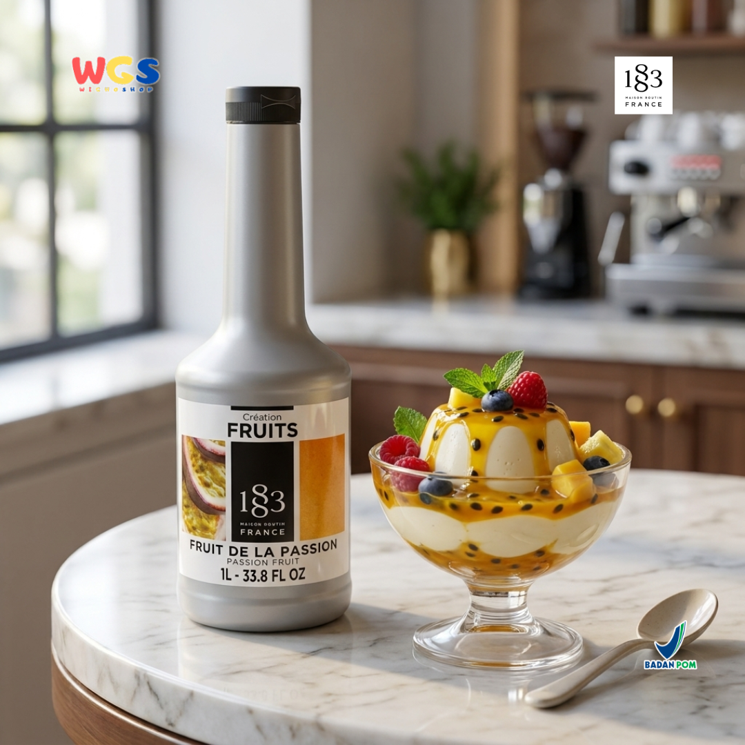 1883 Maison Routin Creation Fruits Passion Fruit Puree 1L - Saus Buah Markisa untuk Minuman Cafe Dessert